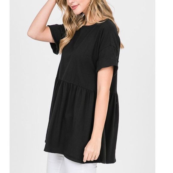 Women’s Black Elbow Sleeve Peplum Top 2XL - Picture 4 of 6